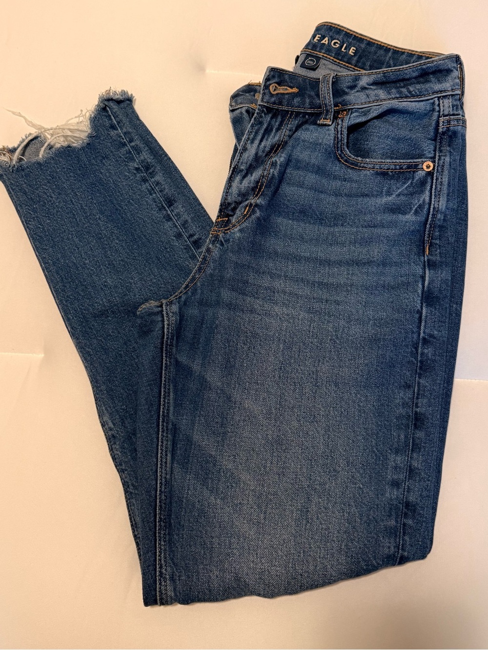 American Eagle Outfitters Medium Blue Frayed Ankle Jeans